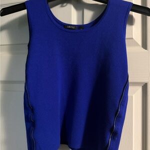 Carlisle Royal Blue Sleeveless Knit Tank with Side Zippers